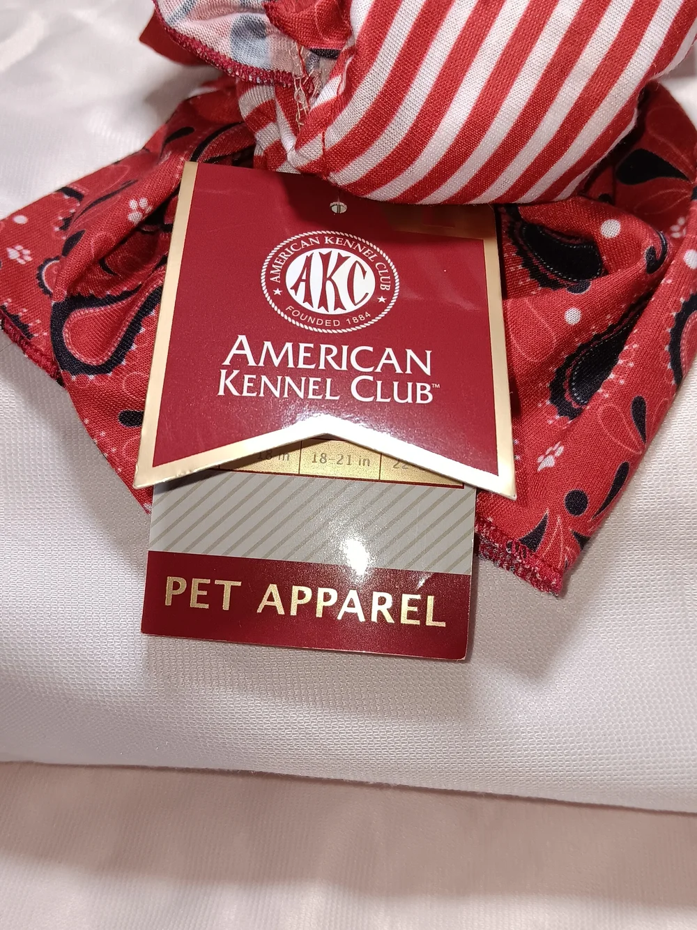 AMERICAN KENNEL CLUB Dog Dress Sz Large Red, White & Black Paisley w/Paw Prints